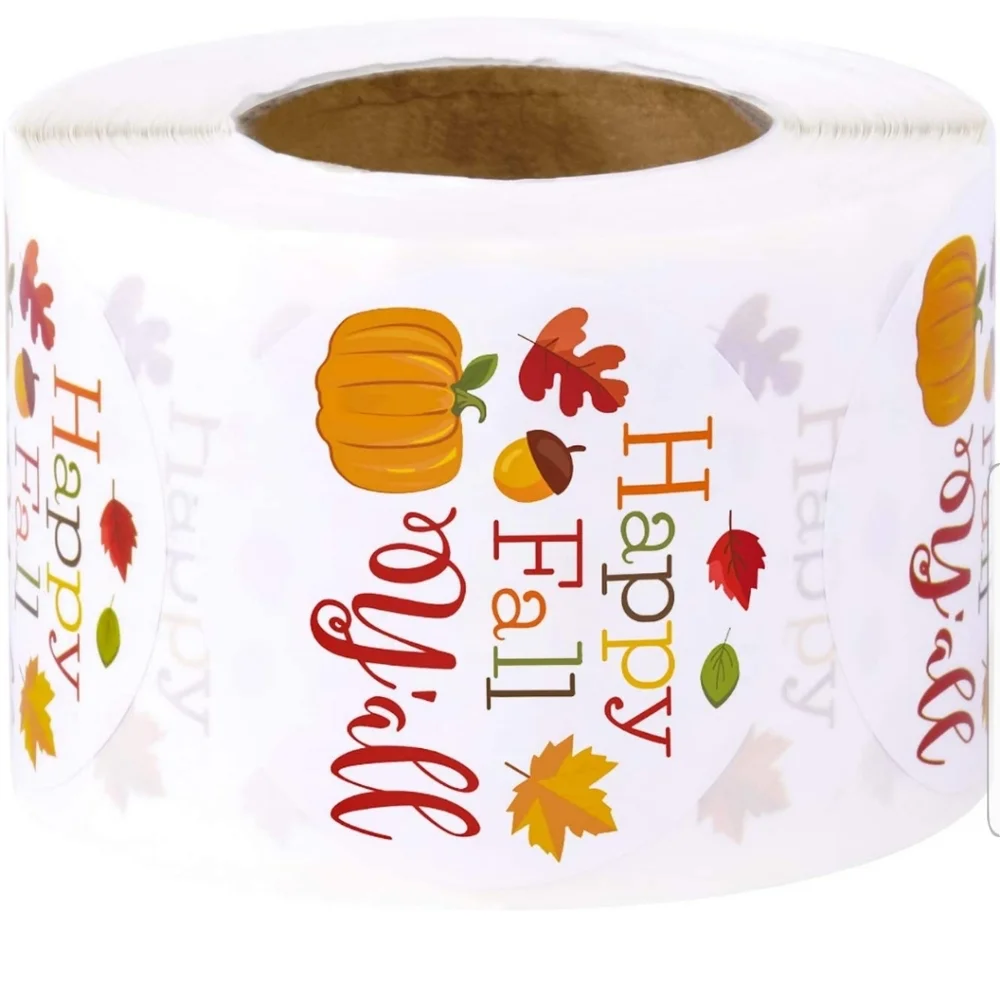 50 ct : Happy Fall Y'all Stickers are 2 x 2 Inch